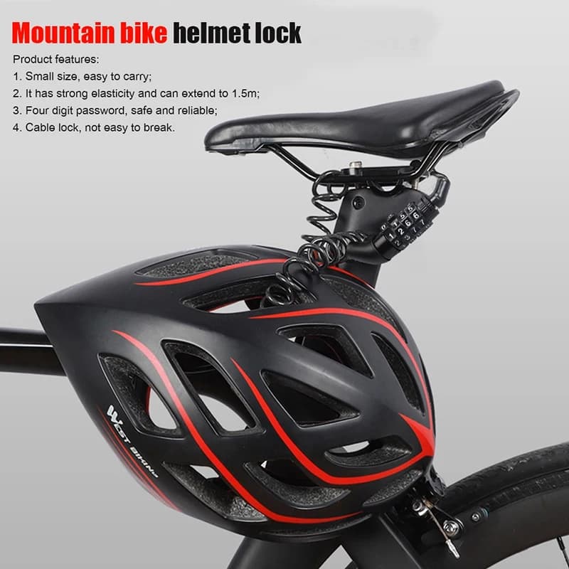 Mini Bicycle Laptop Bag with 4 Cipher Combination, Steel Telescopic Cable, Bicycle Safety Accessories, Protects the Helmet!