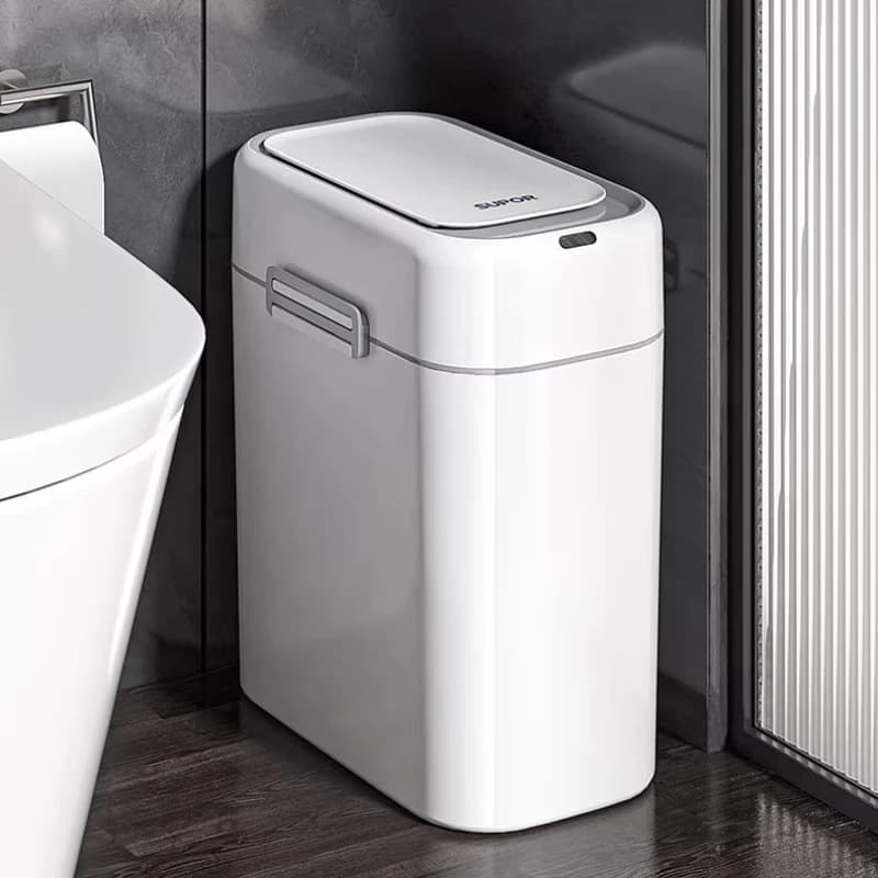 Cestino Automatico per Bagno con Sostituzione Sacchetto, Pattumiera Sottile Impermeabile per Spazi Stretti, Cestino da Cucina Senza Contatto