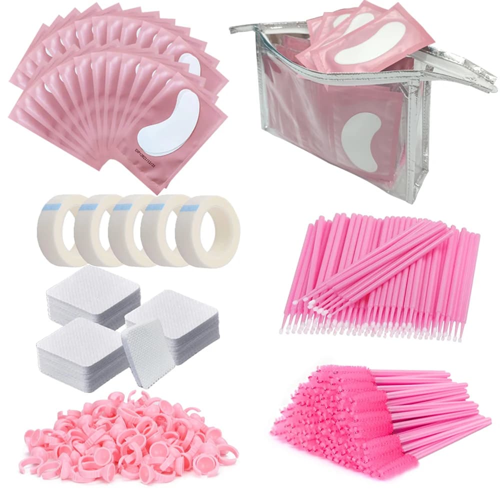 Eyebrow Extension Kit Set Under Eye bandages Tape Micro applicators brush rods for Mascara glue support supplies for eyelash extension