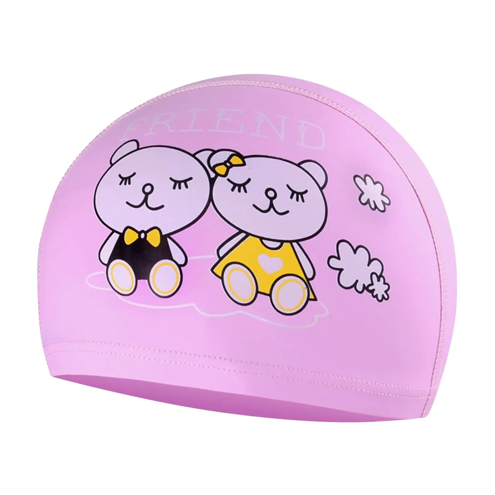 Children Pool Swim Cap Elastic Waterproof PU Long Short Hair Animal Print Accessory for Boys Girls Swimming Wear