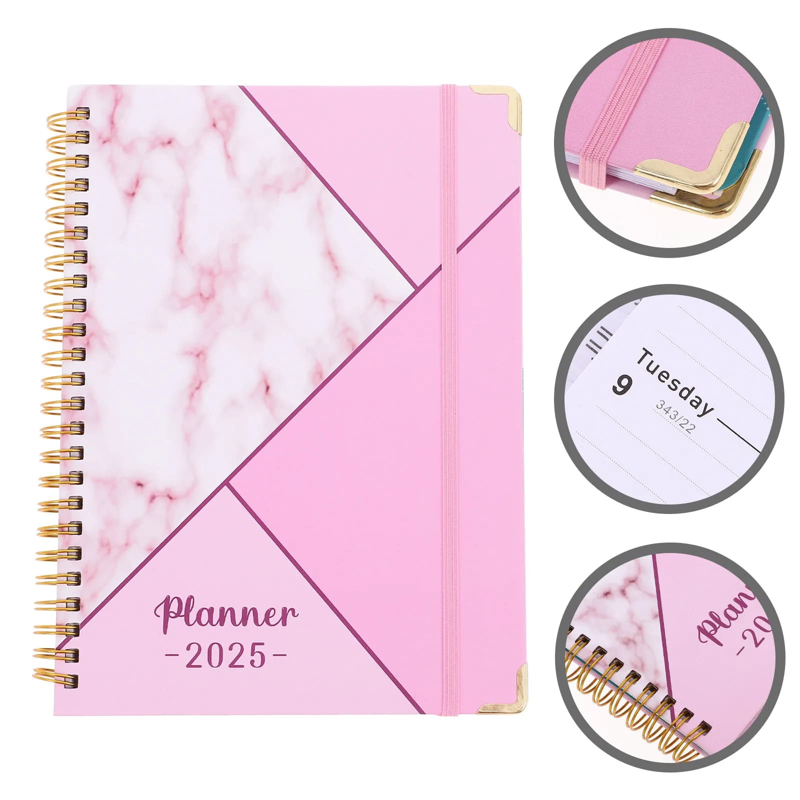 Agenda Planner A5 2025 Versione Inglese, Pianificatore Mensile Settimanale Giornaliero, Blocco Note con Rilegatura a Spirale per Ufficio e Scuola