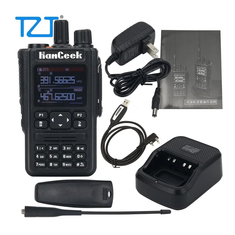TZT HamGeek HG-580 Walkie Talkie amatoriale ricetrasmettitore portatile a 6 bande 256Ch con cavo di programmazione