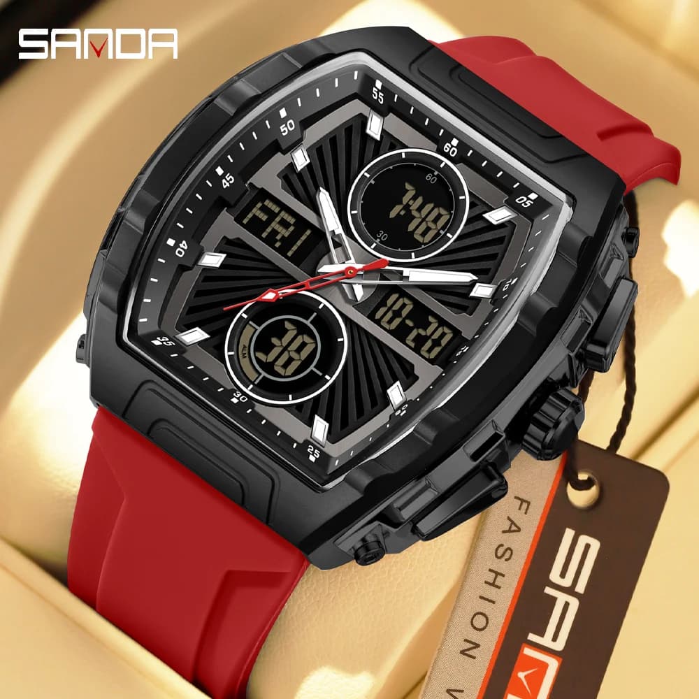 Orologio elettronico da uomo di marca SANDA Orologio digitale di tendenza della moda Orologio multifunzionale Orologio da uomo con data settimanale impermeabile in silicone