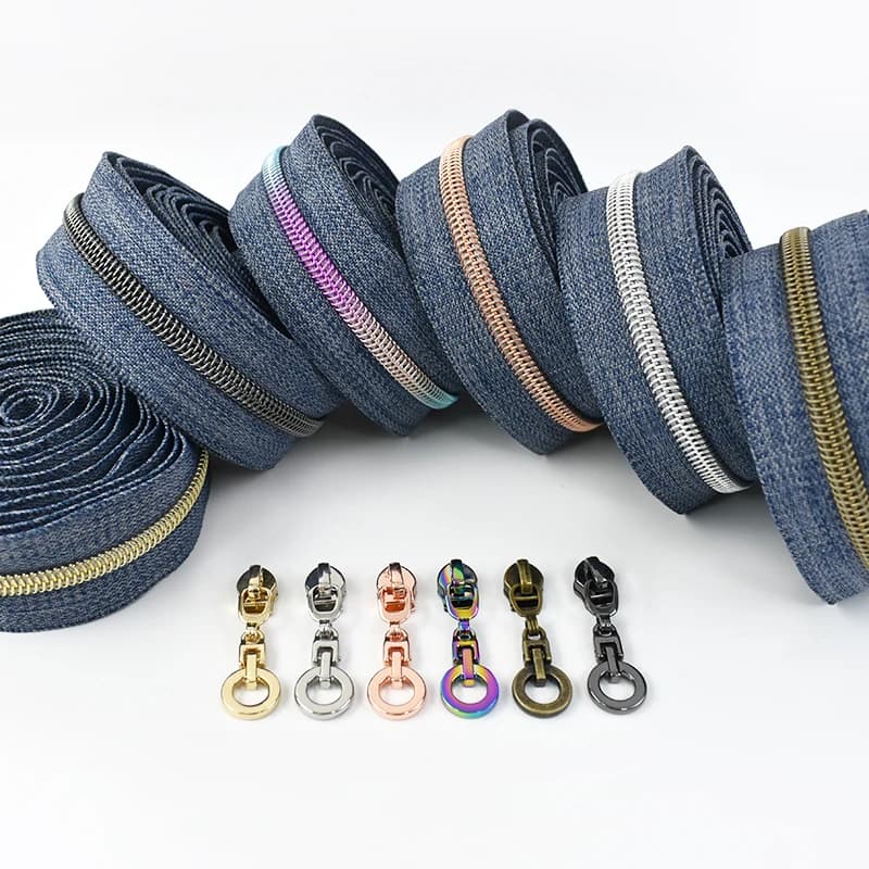 2/5M 5 # Nastro con Cerniera in Nylon Meetee con Cursori per Borse, Abbigliamento, Tasche, Rotoli di Cerniere Fai-da-Te, Decorazioni per Borse, Kit di Riparazione Cerniere