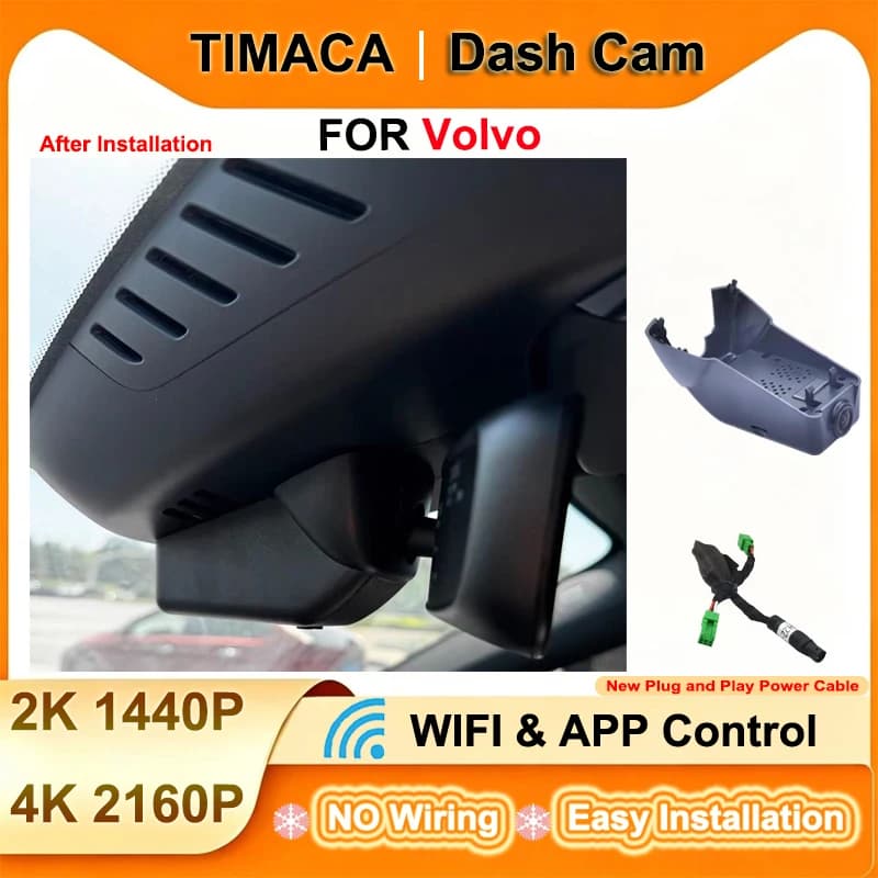 TIMACAM for Volvo S60 2023 Dash Cam Front Rear New 2K 4K 2160P Wifi Plug and Play Video Recorder Car DVR DashCam Camera DVR