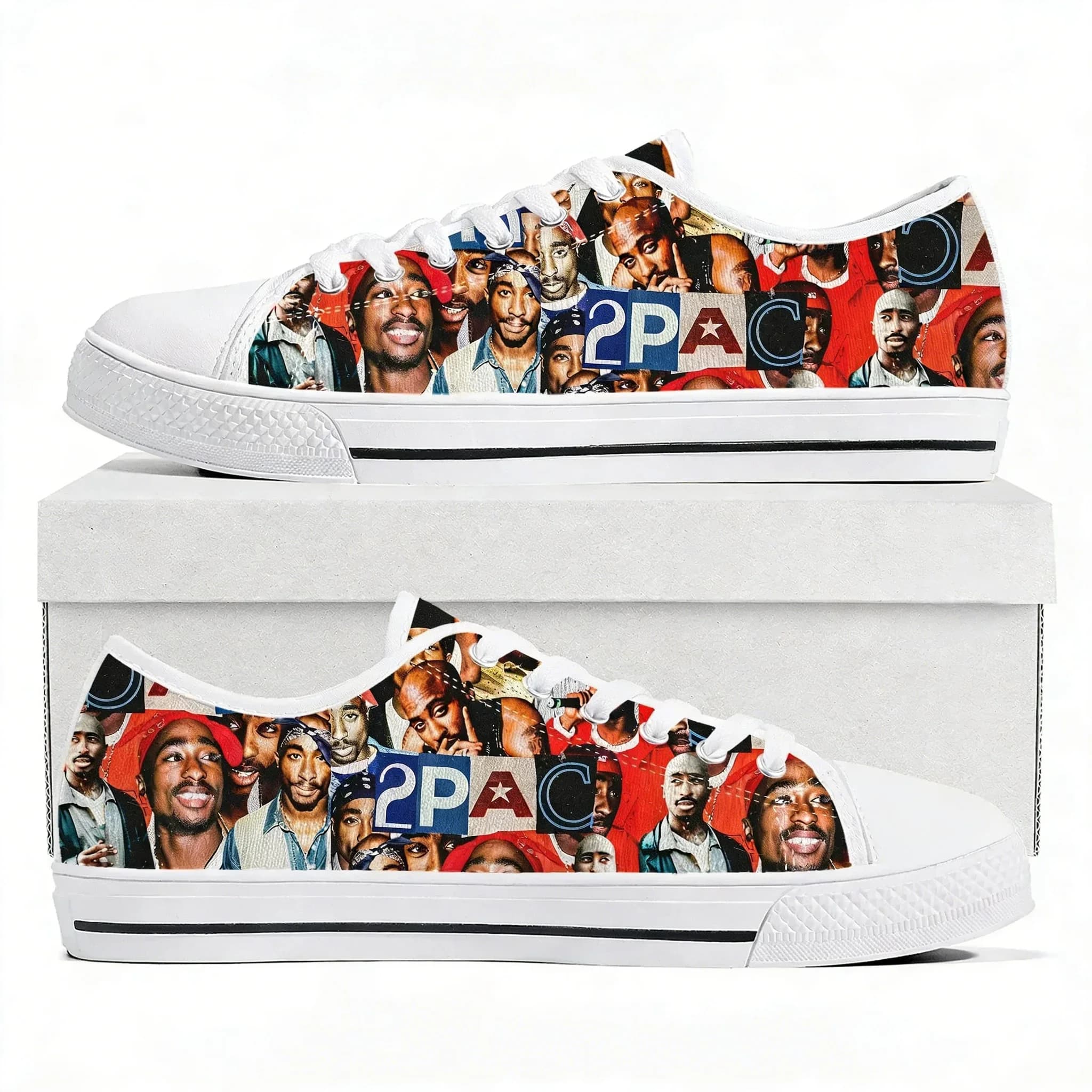 Rap 2Pac Tupac Low Top High Quality Sneakers Mens Womens Canvas Sneaker All Eyez on Me Casual Couple Shoes Custom Shoe