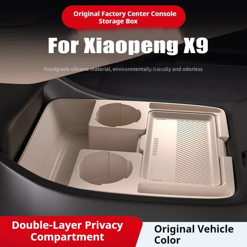 Suitable for Xiaopeng X9 2024 Central Control Silicone Storage Box Armrest Box Lower Storage Box Modification Car Accessories