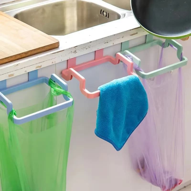 1/2/3/4 pezzi cremagliera della spazzatura portaoggetti porta dell'armadio dietro la cucina sacchetto della spazzatura armadio appeso organizzatore della cucina