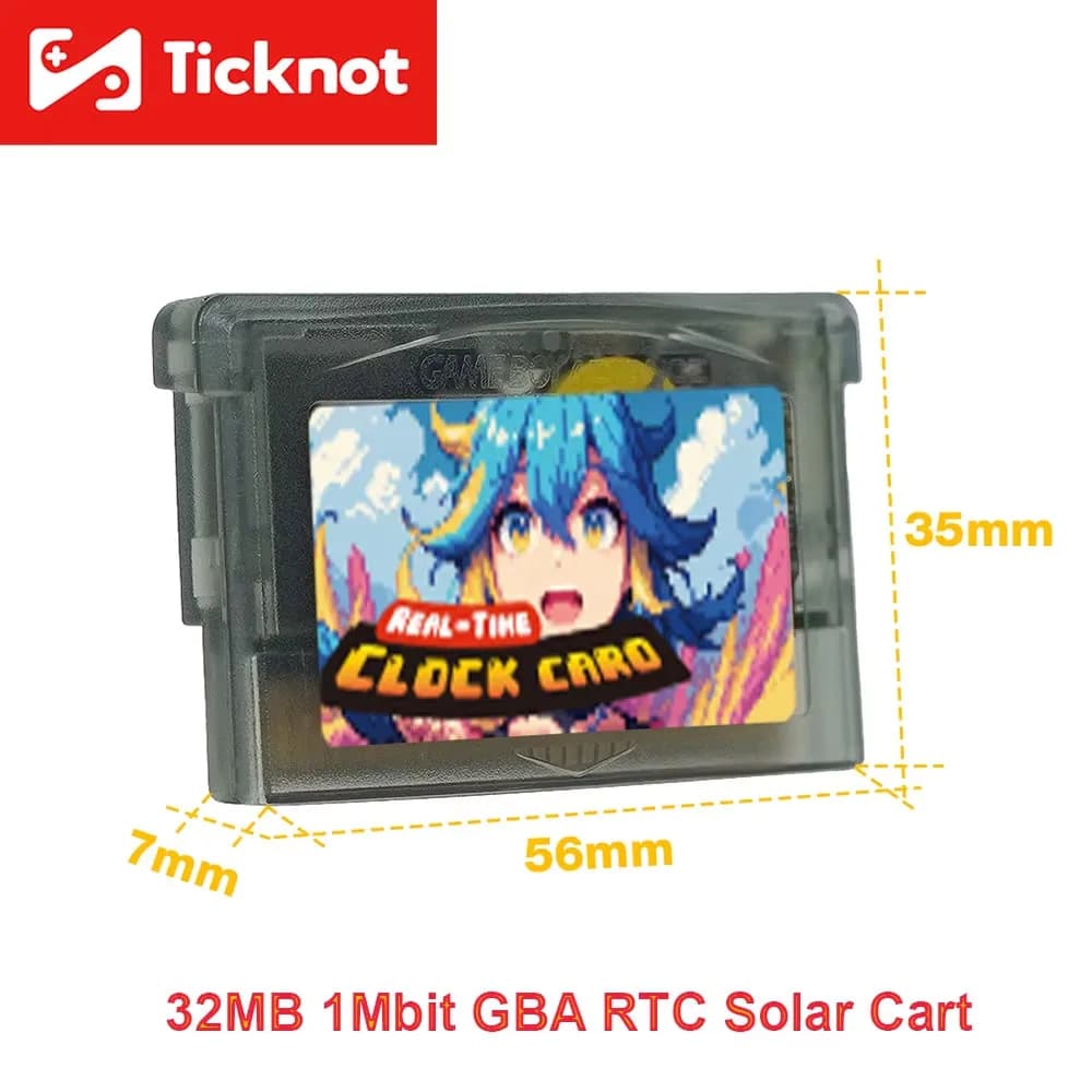 Flash riscrivibile da 32MB 1Mbit per cartuccia di gioco GBP/GBM/GBA RTC Solar Cart, lettore di cartucce per Game Boy/GBA/GBC