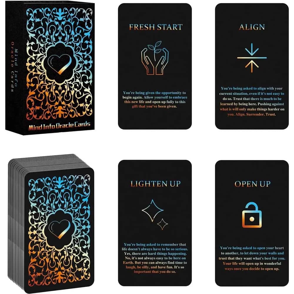 Set di 48 carte dei tarocchi, mazzo Oracle con informazioni mentali da 13x8 cm, strumenti di intuizione spirituale per domande sulla vita e della carriera, carta idea regalo perfetta