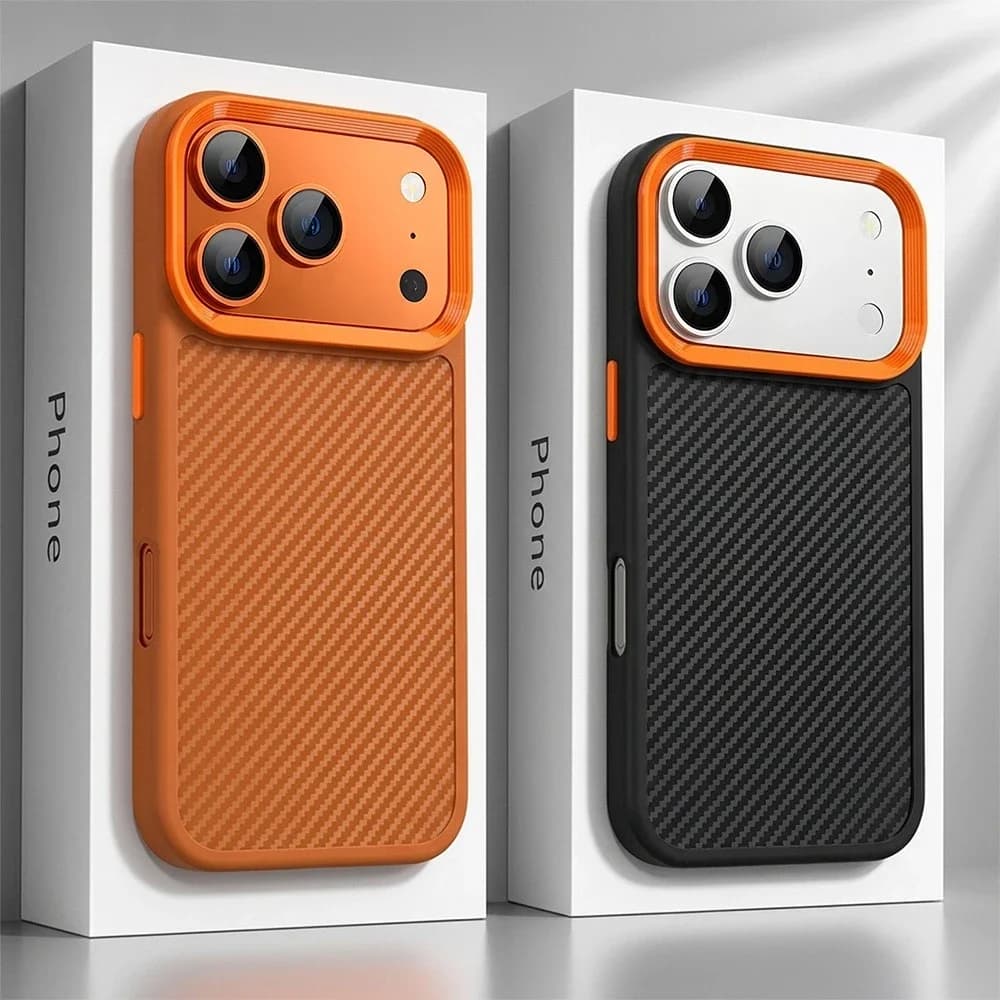 Luxury Carbon Fiber Texture TPU Soft Phone Case For iPhone 18 17 16 15 14 13 12 Pro Max Wireless Charging Shockproof Back Cover