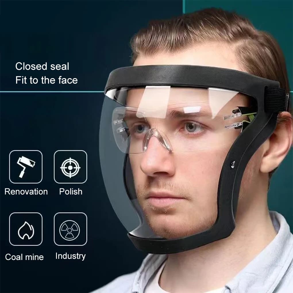 Maschera protettiva Copertura integrale Leggera e regolabile Durevole Maschera protettiva trasparente Elemento filtrante per filtrare la polvere