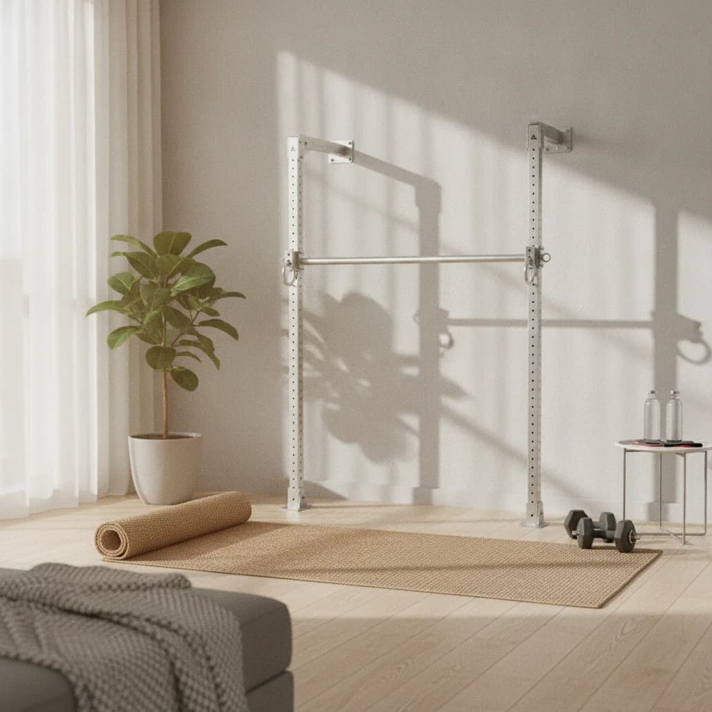 Pull-up Bar with Hanging Rings Height Adjustable Wall-Mounted Pull-up Bar Heavy Duty Space-Saving for Fitness Enthusiasts