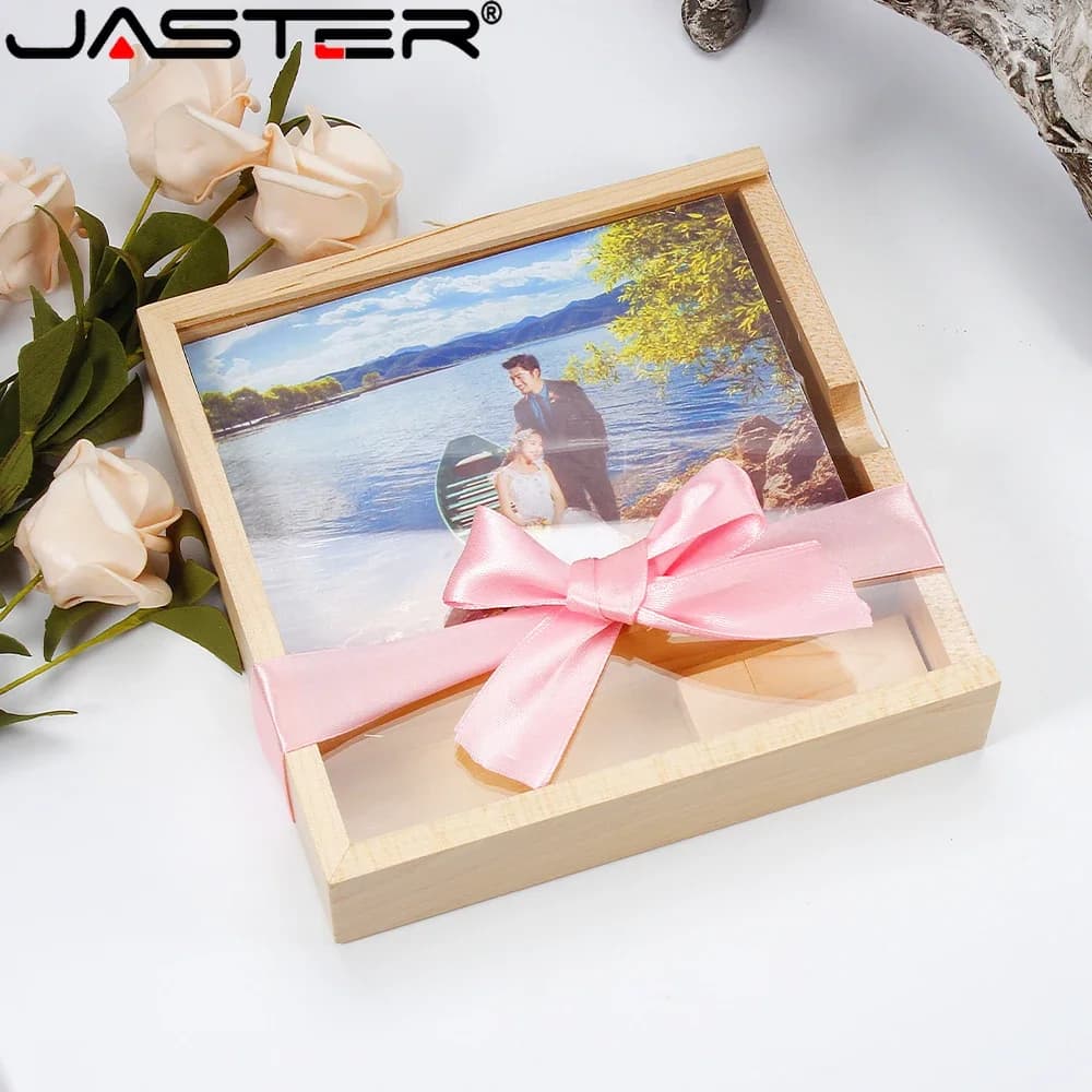 JASTER Album Fotografico in Legno USB 2.0 Flash Drive 128GB Pen drive Logo Gratuito 64GB Memory Stick Legno d'acero 32GB Regali Creativi U disk