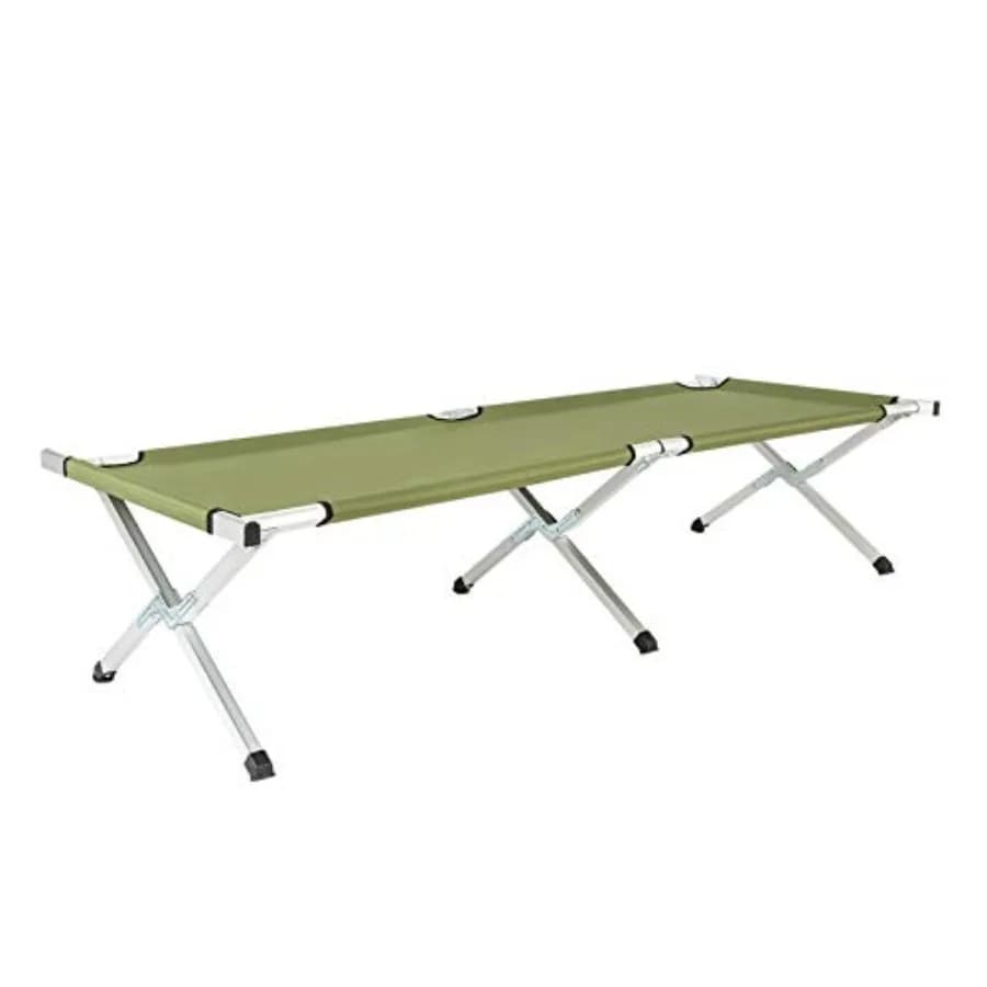 Lightweight and portable folding camping cot with carrying bag, bed for interior and exterior, easy to mount for adults.