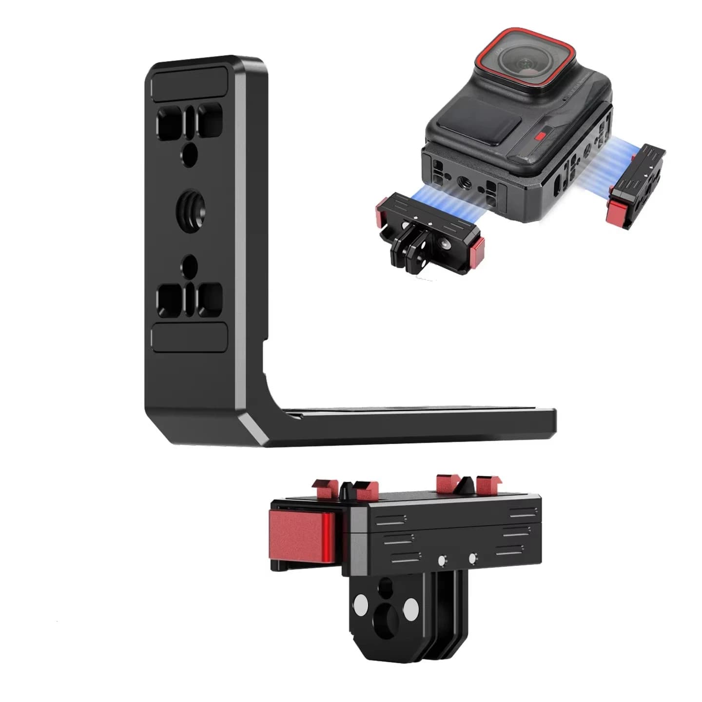 For Insta360 Ace, Ace Pro2 L Plate Quik Switch Magnetic Base Vertical Horizontal Adapter for Folding Tripod Support Bracket 1/4 ARRI