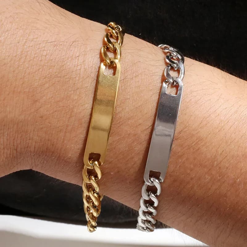 Bracciale in acciaio inossidabile moda Hip Hop per uomo donna oro argento colore stile semplice gioielli braccialetto coppia unisex