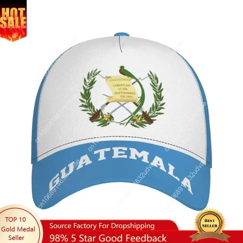 Guatemala Flag Guatemalan Baseball Cap Full Print Adult Men Hat Patriotism Supporter Soccer Caps Black
