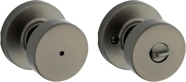 Maniglia per Porta Interna Rotonda con Serratura, Maniglia per Bagno e Camera da Letto, Pomolo Senza Chiave con Chiusura a Rotazione in Grigio Canna di Fucile