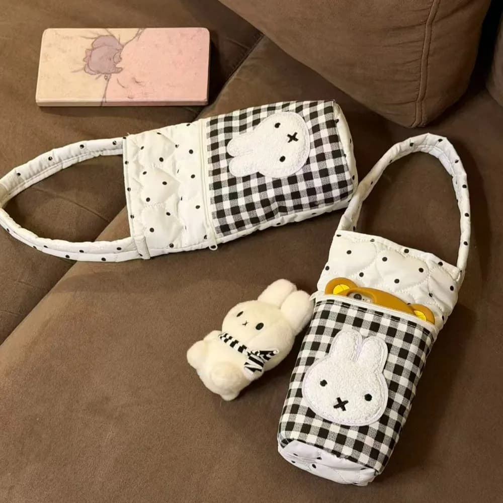 Miffy Rabbit Water Bottle Cover Crossbody Handheld Portable Insulated Milk Cup Sleeve Cute Cartoon Student Anti-scald Outdoor