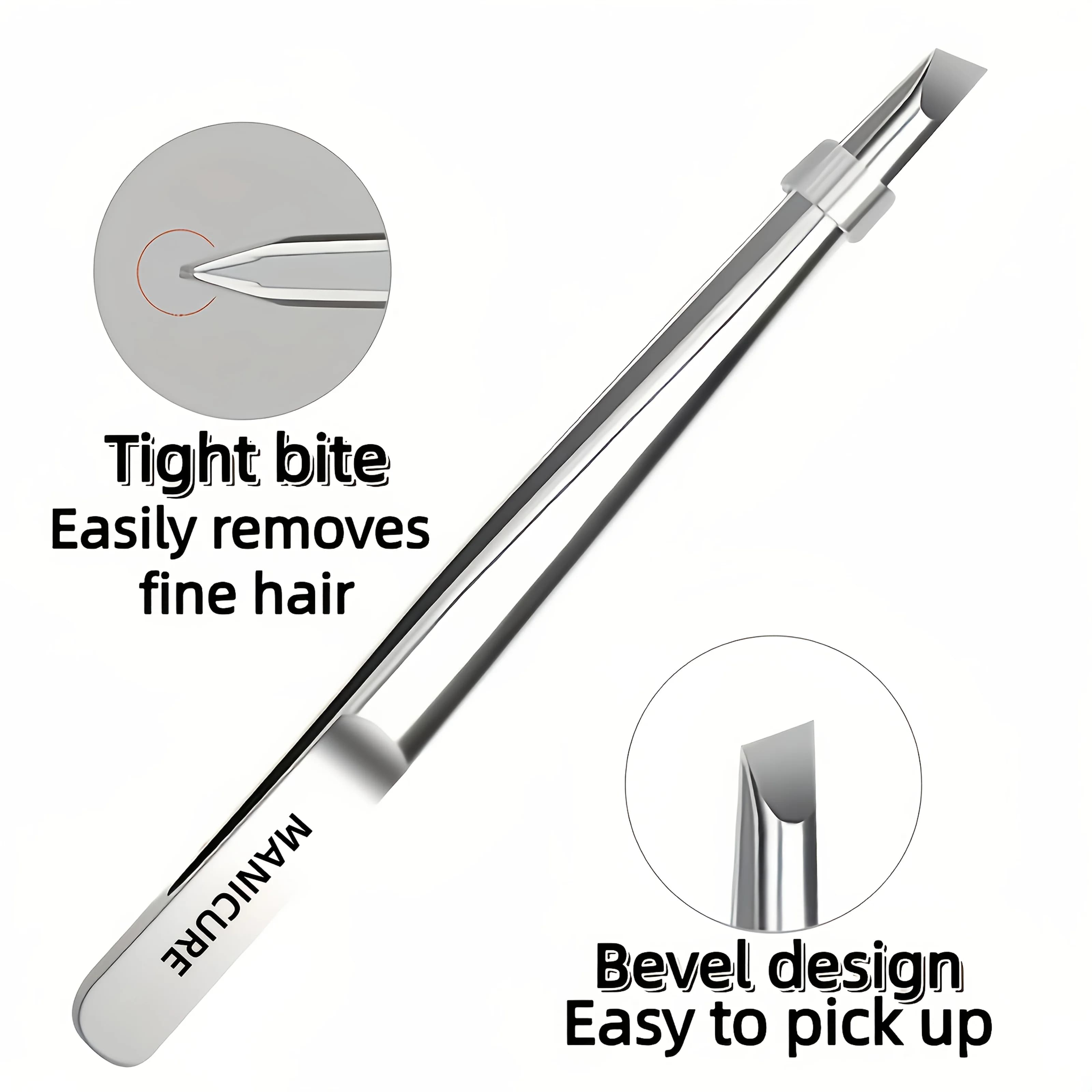 Stainless Steel Slant Tip Tweezers Suitable for Eyebrow Mustache & Facial Hair Trimming Heavy-Duty Eyebrow Clip Makeup Tools