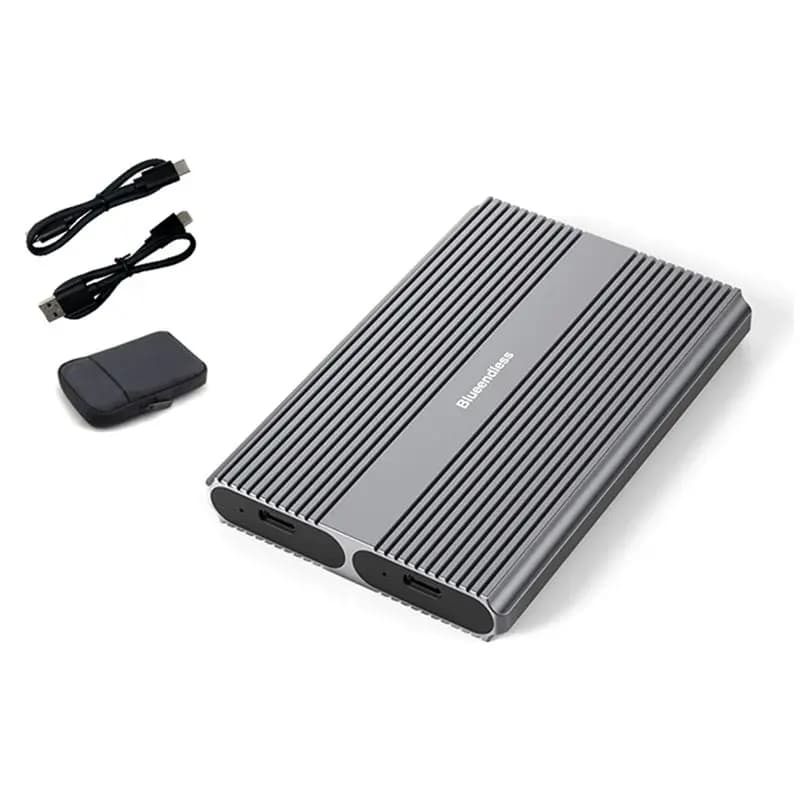 BLUEENDLESS Dual SATA SSD Enclosure M. 2 Interface 10Gbps USB-C 3.2 GEN2 Aluminum Hard Drive Case External Hard Disk Box Adapter