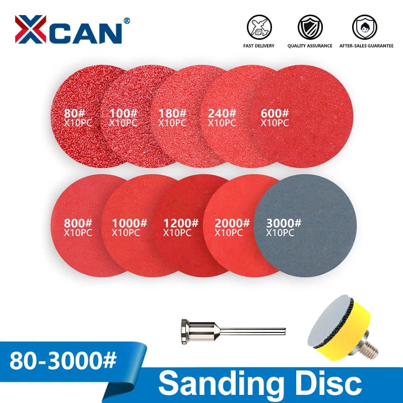 XCAN 52/102 pz Dischi Abrasivi Kit Pad 1 pollice 80-3000 Grana Ruota per Lucidatura Set di Carta Abrasiva per Legno per Utensile Rotante Dremel