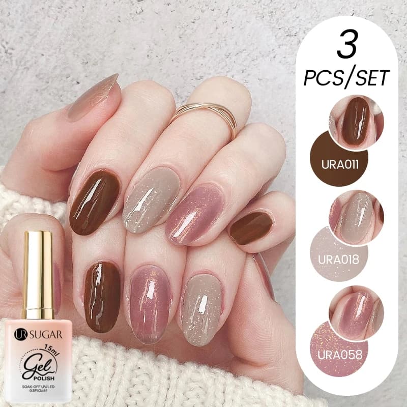 UR SUGAR 3 PZ/SET 15ml Scintillante Glitter Serie Smalto Gel Per Unghie Vendita Calda Lucido Semi Permanente Soak Off Gel UV Nail Art Kit