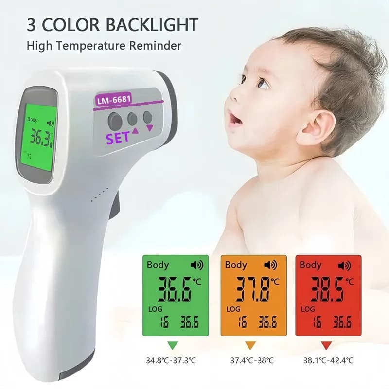 Contactless electronic front digital thermometer, clinical accuracy, contactless body temperature meter for fever, for adults and children