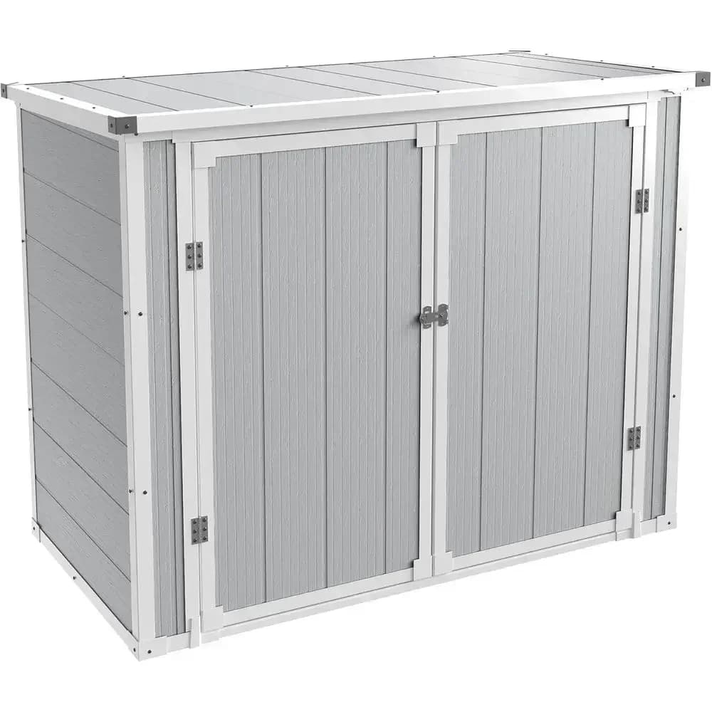 41 Cu.ft Horizontal Outdoor Storage Shed - Weatherproof Resin with Thickened Floor, Gas Spring Door, Lockable for Trash Cans, To