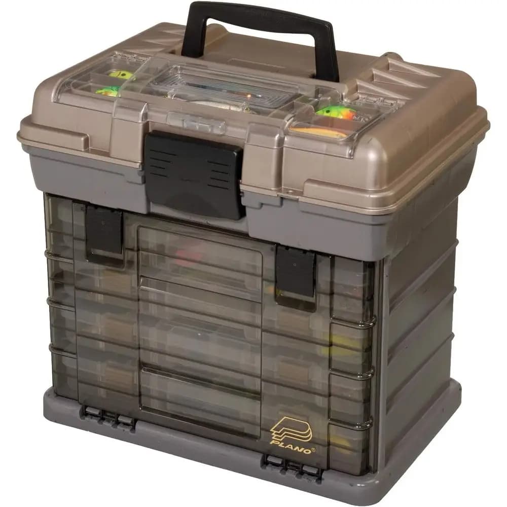 Sistema Rack Compatto a 4 Scomparti per Scatole Porta Attrezzi, Contenitore con Coperchio Trasparente per Facile Accesso, Scatola da Pesca Robusta e Versatile