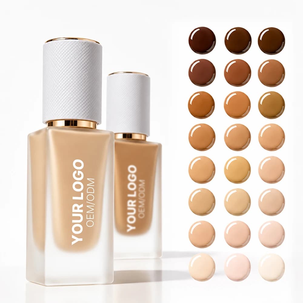 24colors Liquid Foundation Custom Logo Even Skin Tone Natural Moisturizing Matte Long Lasting Wholesale Private Label Makeup