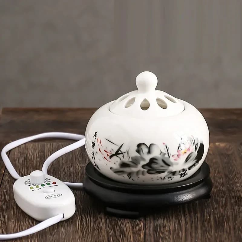 YXY Bruciatore di incenso elettronico con temporizzazione 110 V/220 V Lampade a olio essenziale Legno di sandalo OUD Stufa in ceramica Aroma Home Office Yoga