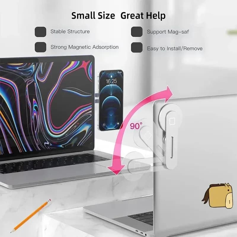 Stand Magnetic Car Phone Stand Laptop Same Screen Ultrathin Display Side Foldable Rollover Camera Flat Aluminum Alloy Back Mount