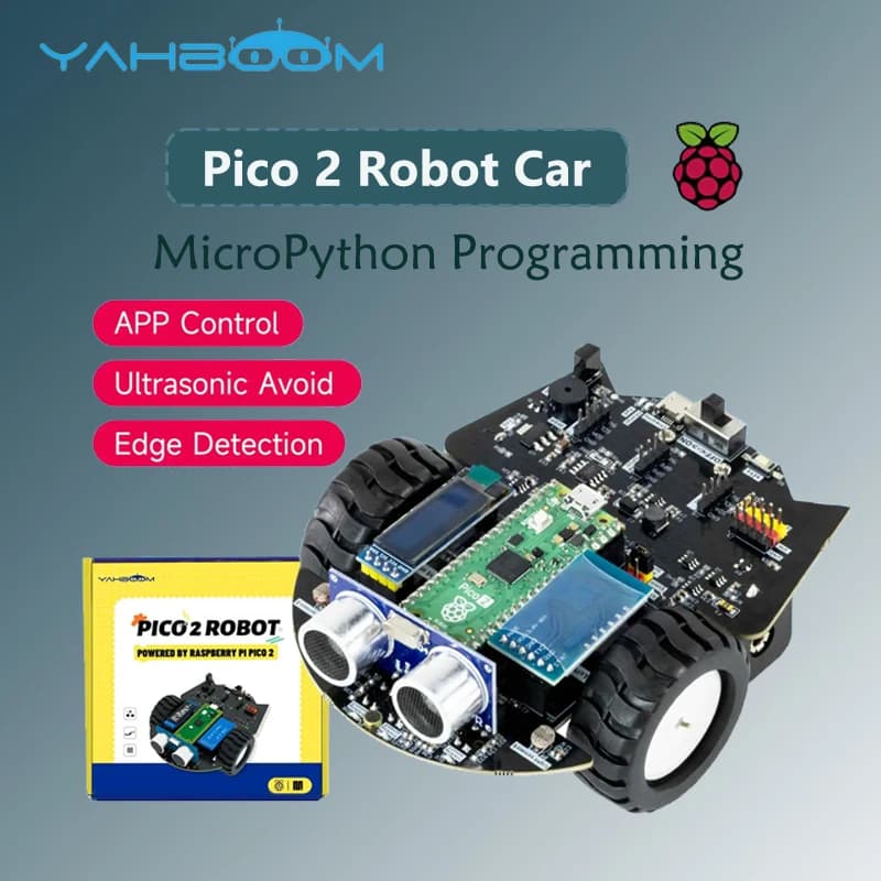 Yahboom Raspberry Pi Pico 2 Car Robot Kit for Encoding DIY Support MicroPython Programming APP Infrared Control