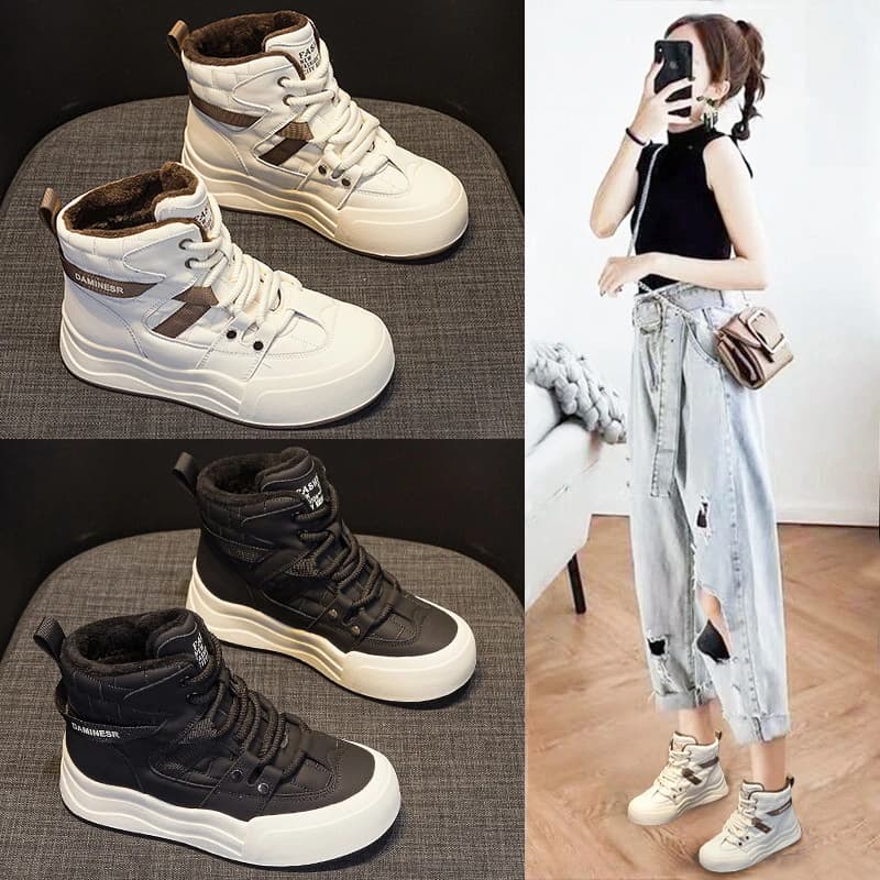 Women Viral Snow Boots 2026 Winter New Korean Thick Plush Platform Heighten Warm Fleece Lined Student Casual Cotton Shoes New
