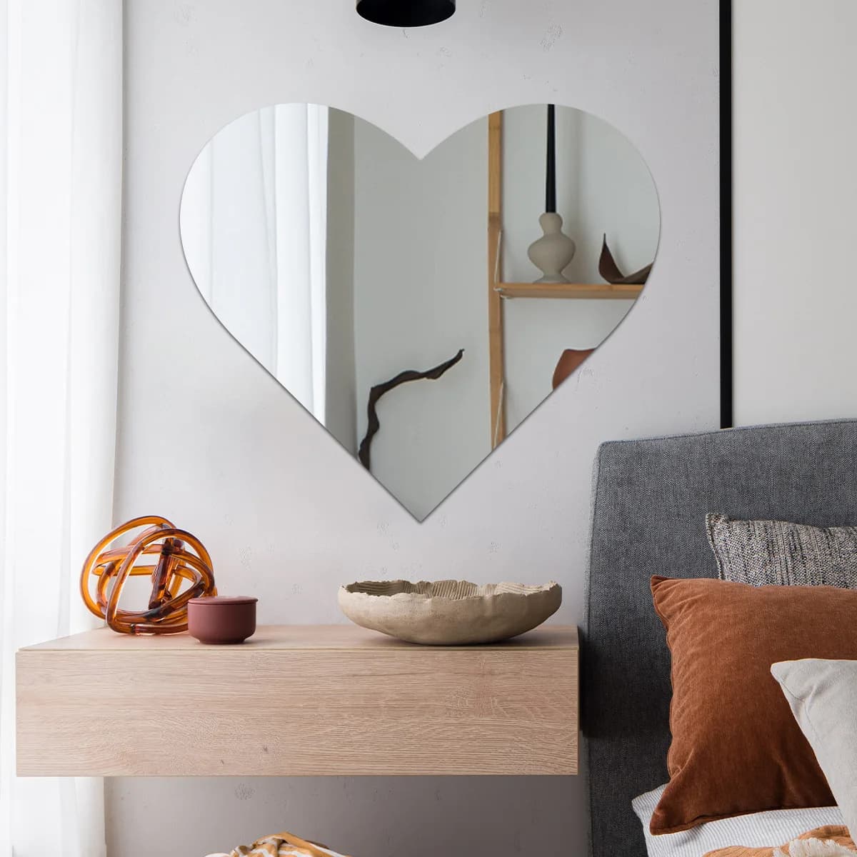 Decalcomanie da muro a specchio a forma di cuore - Adesivi riflettenti romantici per l'arredamento della camera da letto e del bagno