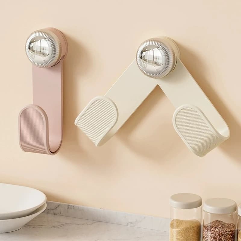 Cream Suction Cup Rotating Pot Lid Rack Wall Mounted Non Perforated Kitchen Storage Hanging Rack Cutting Board Rack