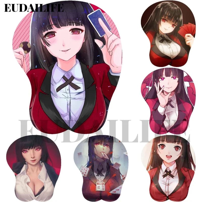 Kakegurui Jabami Yumeko 3D Mousepad Mano Poggiapolsi Mouse Pad Mousepad Silicone Oppai Morbido Mouse Zerbino Ufficio Lavoro Otaku Regalo