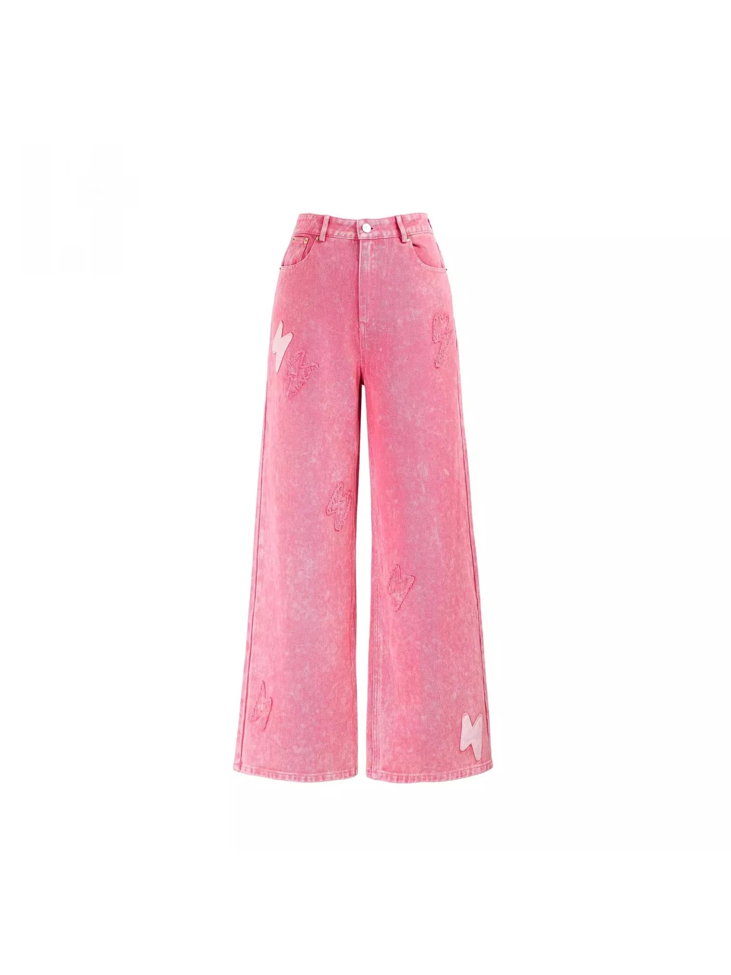 Dopne Pink Lightning Patchwork Loose Straight Leg Jeans Pantaloni casual in cotone da donna primavera autunno New Sle