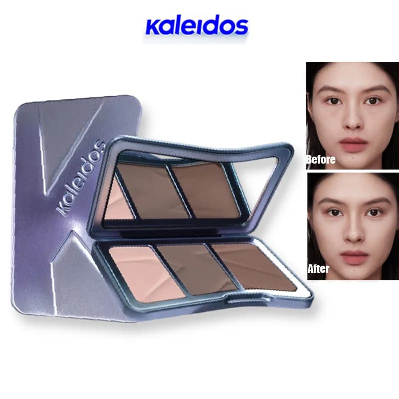 Kaleidos Contour Evidenziatore Palette in polvere opaca 3 colori Contouring naturale Ombretto per naso ad alta luminosità Trucco duraturo per illuminare il viso
