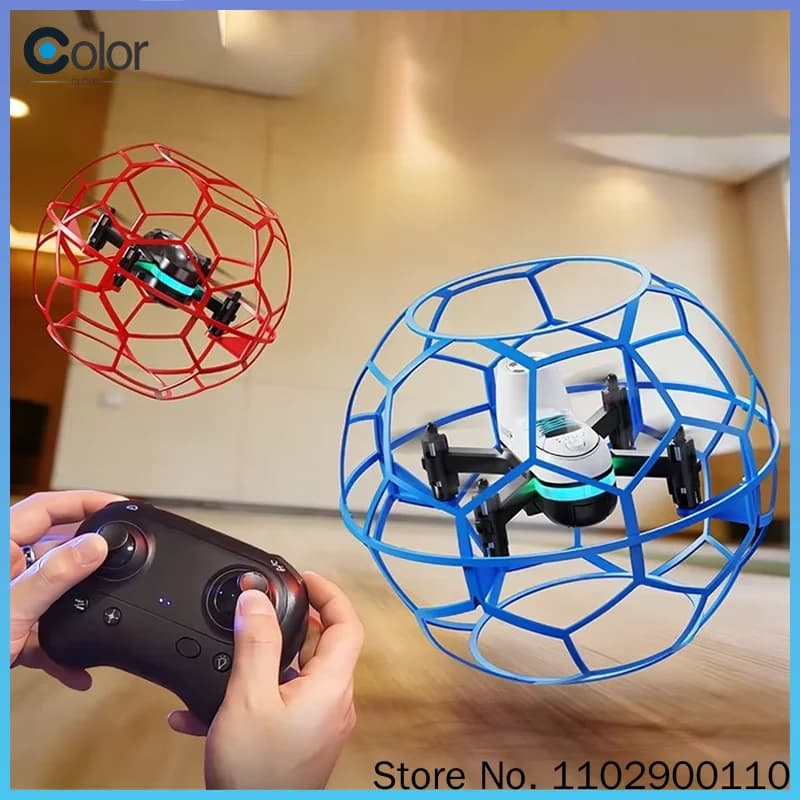 Yl16 Rc Flying Ball Drone Football Quadcopter Anti Collision Shockproof Running Led Lights 2.4g One Key Takeoff Auto Altitude
