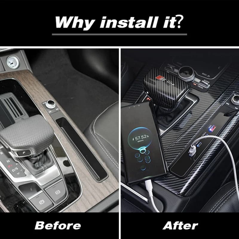 Super Sale Fast Charger USB Type-C Splitter for Audi Q5L 2018-2024 Shunt HUB Docking Station