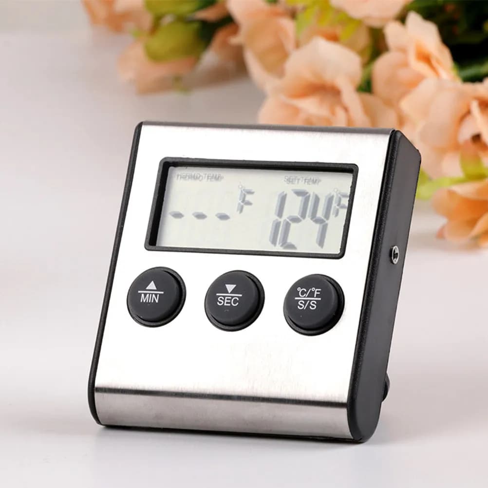 Termometro con Allarme e Schermo LCD che Mostra la Temperatura Reale per Barbecue, Grigliate, Arrosti e Affumicatura della Carne