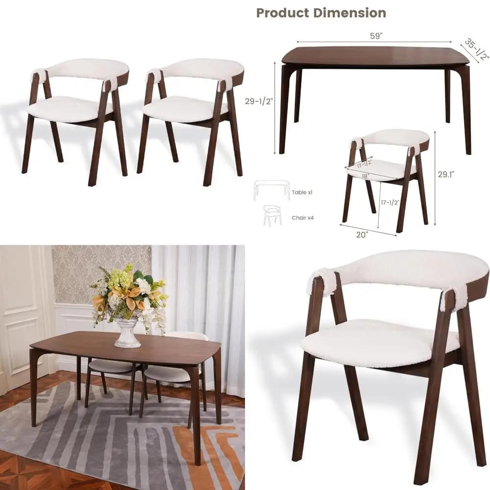 Coppia di sedie da pranzo CONSDAN: legno massello, costruzione durevole, ergonomia confortevole, cuscini in peluche, pelle sintetica