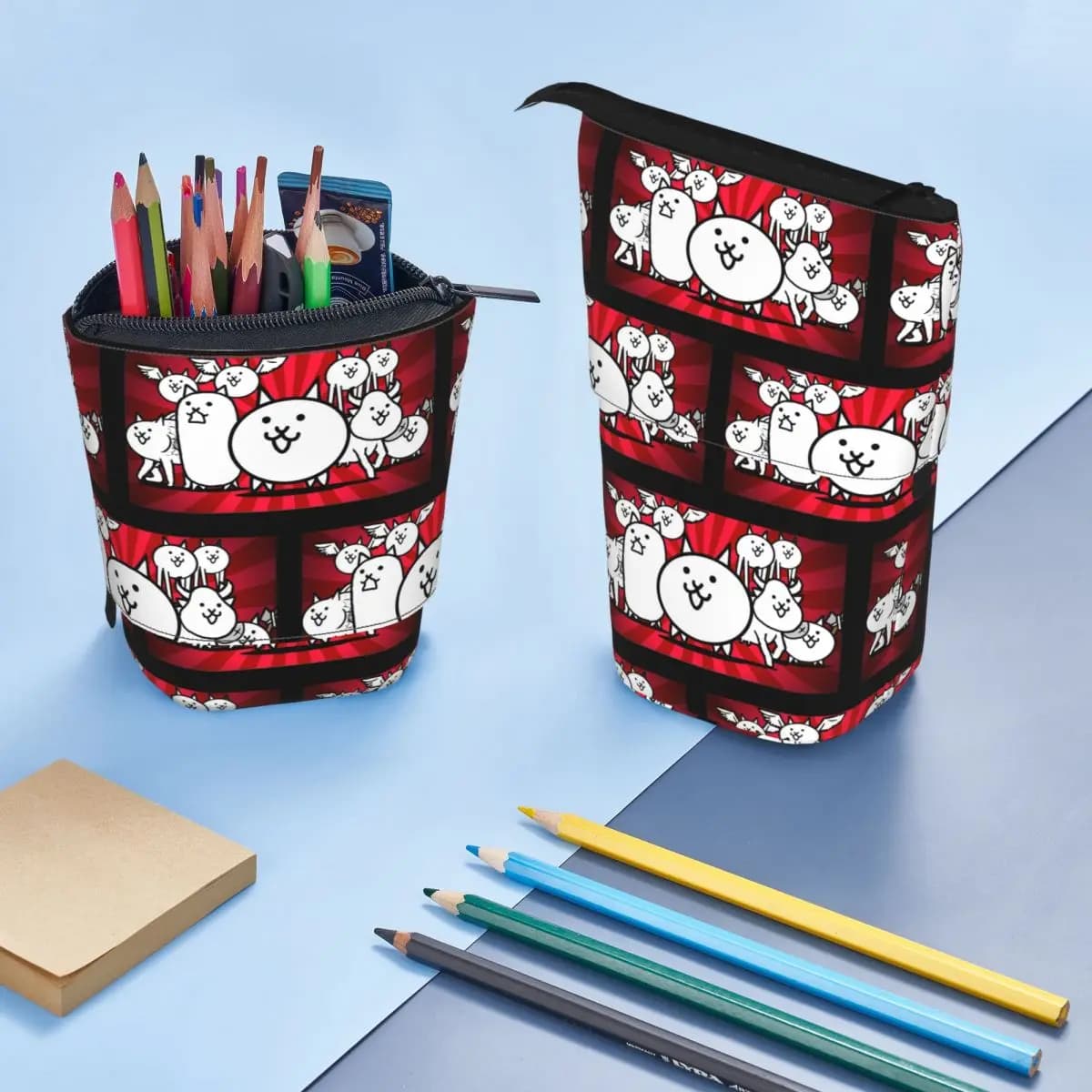Astuccio Reversibile Nyanko Great War Battle Cats per Studenti, Regalo, Porta Penne, Borsa per Cancelleria, Porta Matite