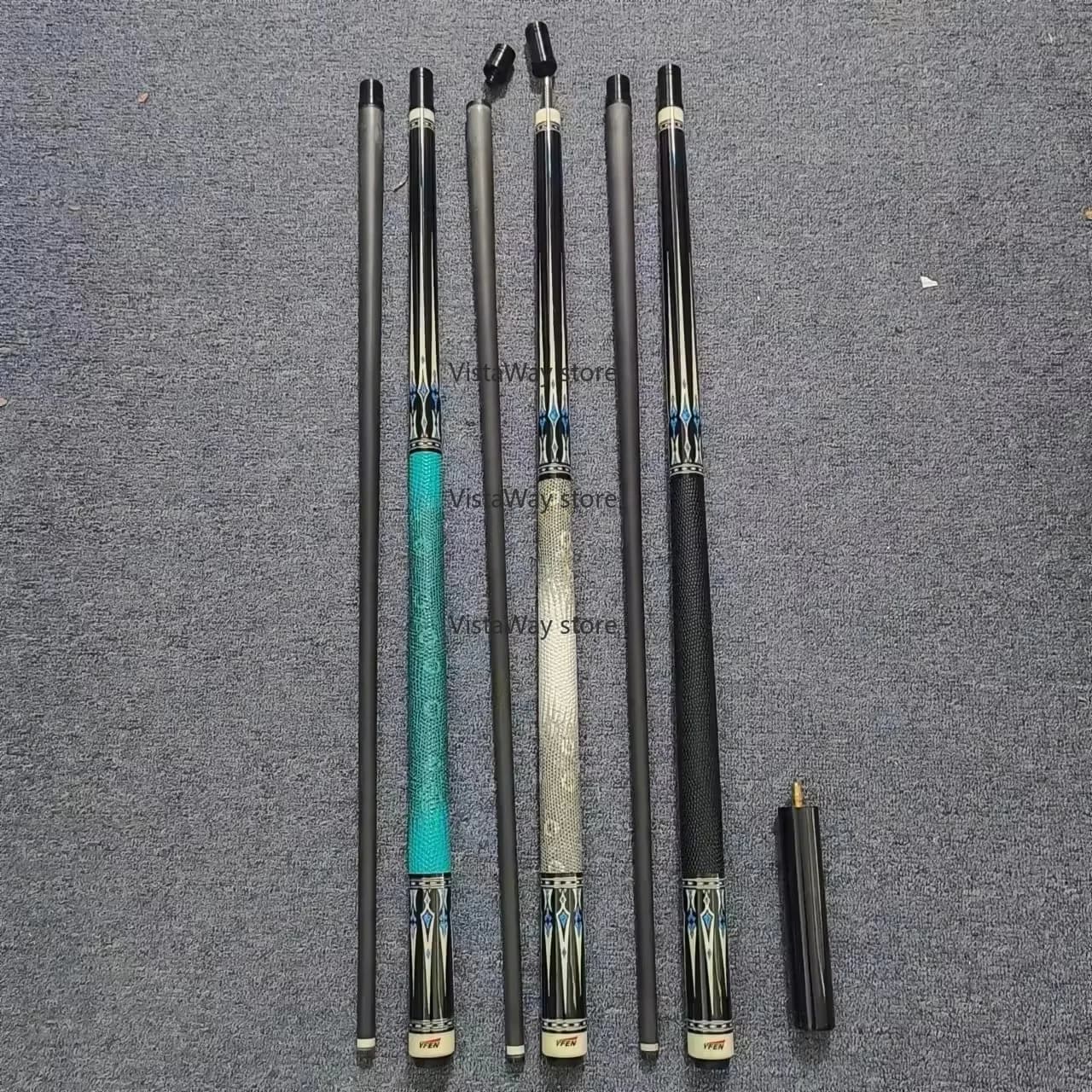 YFEN M7-Green/Nero/Bianco Stecca da biliardo fatta a mano in fibra di carbonio ad alta tecnologia da 12,5 mm con punta da biliardo 1/2 con prolunga