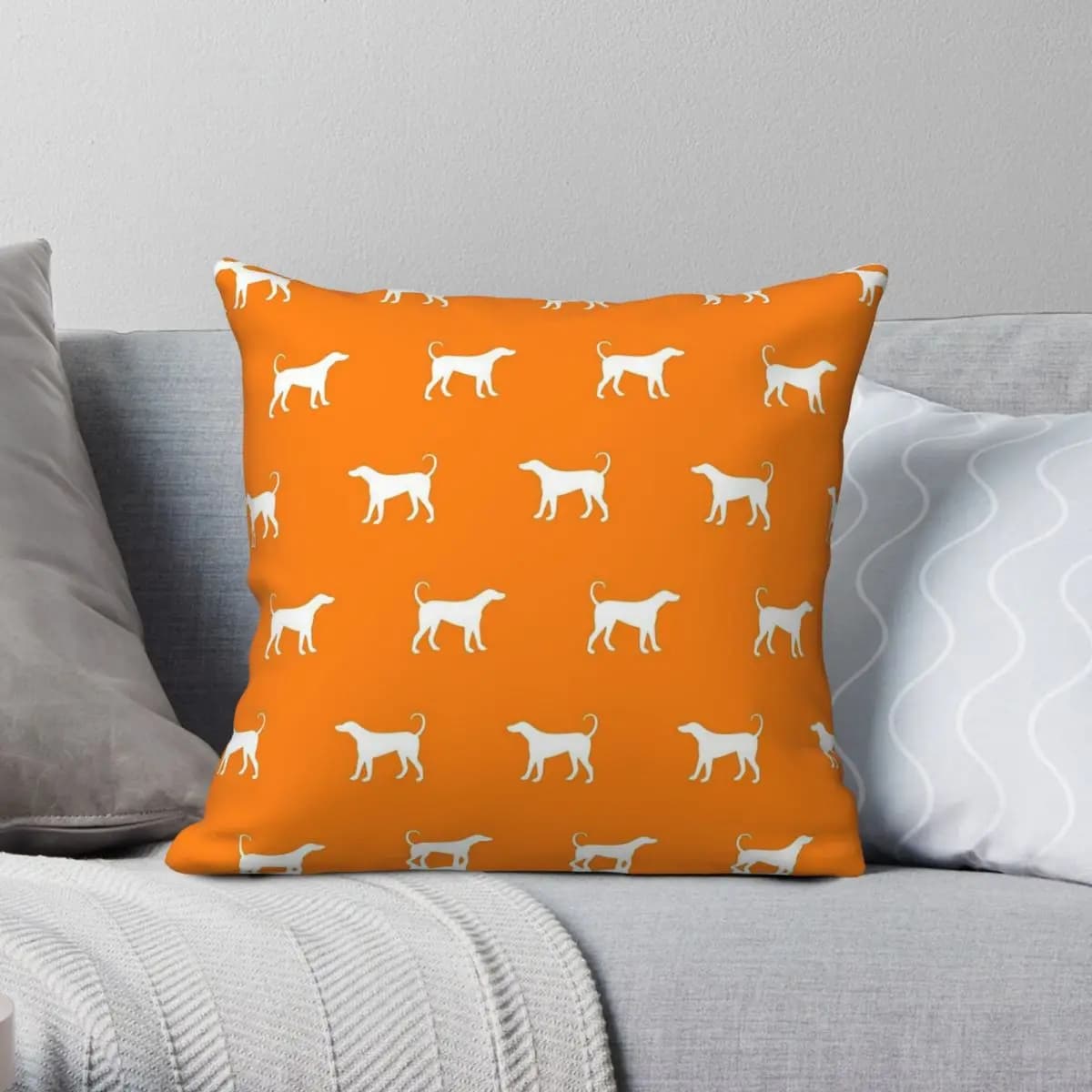 Federa quadrata per cani da caccia del Tennessee fodera per cuscino da divano in poliestere con motivo in velluto di lino 45x45