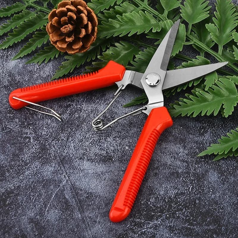 Forbici da Potatura in Acciaio Inox 190mm con Testa Dritta, Resistenti Cesoie Manuali da Giardino per Potatura e Taglio Bonsai