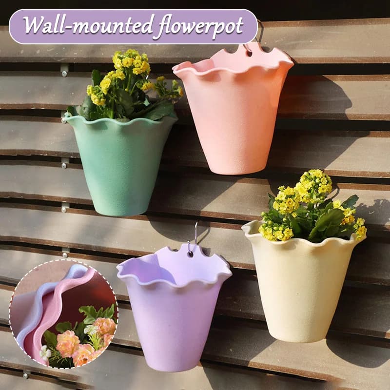 Vaso da fiori a parete in plastica da appendere a parete, contenitore per fioriera, per giardino esterno, balcone, fioriera, secchio, decorazioni per la casa